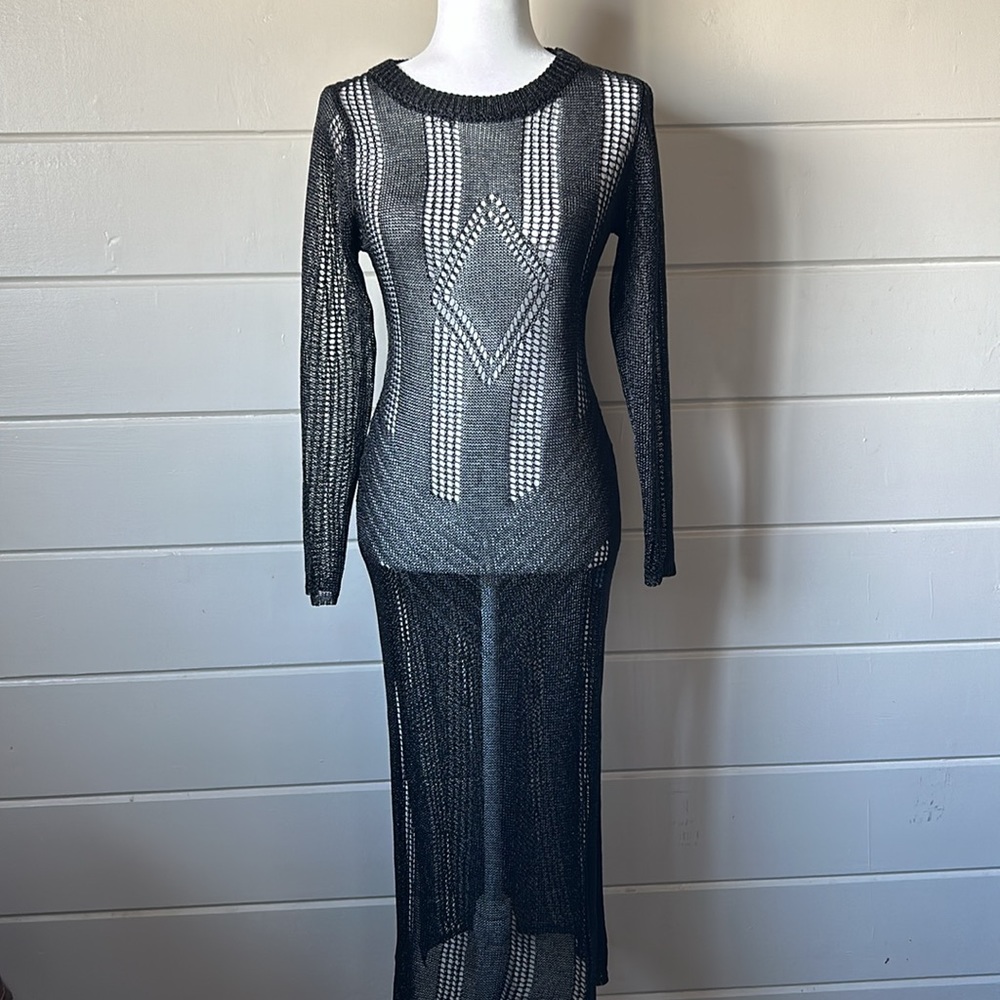 RARE & STYLISH | Crochet Knit Long Sleeve Maxi Dress | Size Small